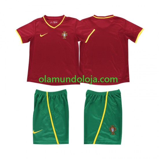 Camisola Portugal Retro Criança Equipamento Primeiro 2002 Manga Curta
